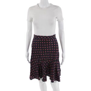 Agatha Brown Womens Silk Geometric Print Knee Length Mermaid Skirt Navy Size 8